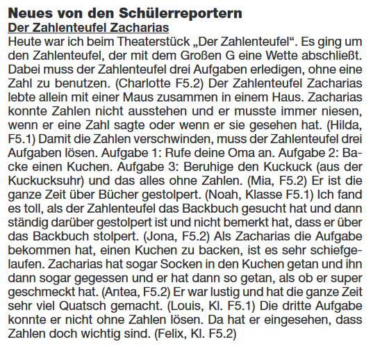 Schülerreporterartikel 1