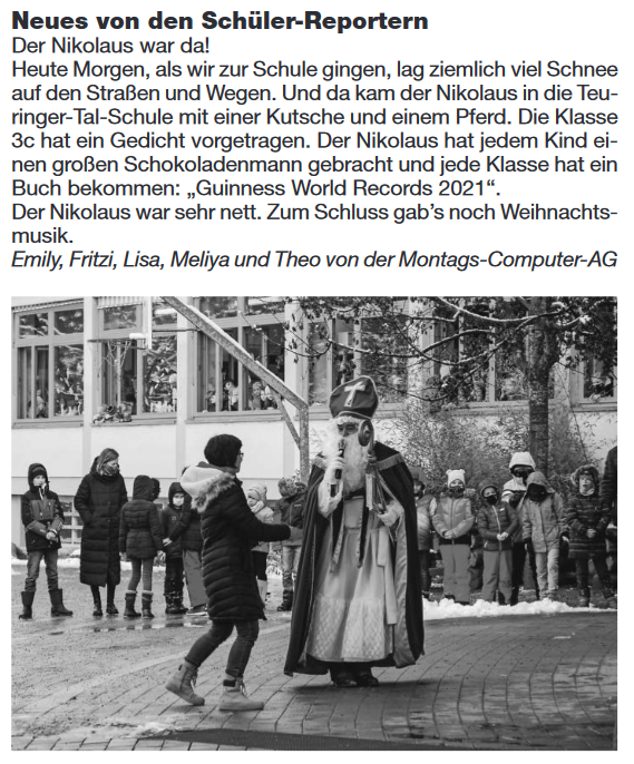 Schülerreporterartikel im Amtsblatt
